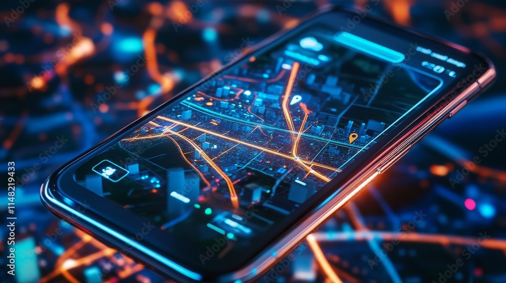 Poster isometric gps, graphic tourist map of territory. smartphone map application. app search map navigati