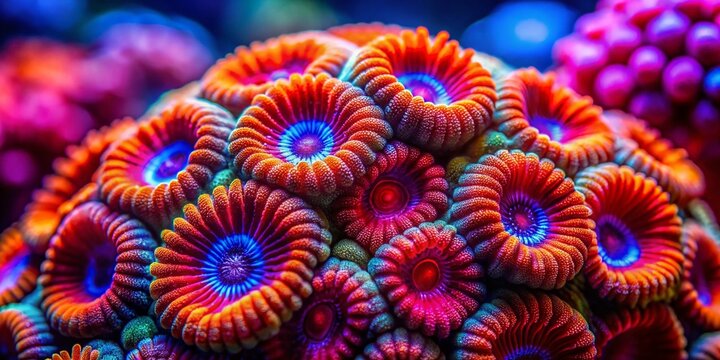 Micromussa Lordhowensis Coral Closeup - LPS Coral Photography, High-Resolution Image, Copy Space for Text