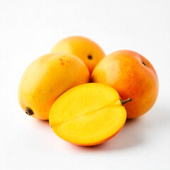 Collection of red mango isolated on a white background, Fresh Japanese Elegant mango fruits on a white background with clipping path.