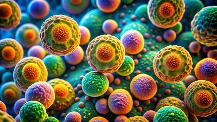 Fototapeta premium Microscopic Urine Analysis: Budding Yeast Cells - High Resolution Medical Image