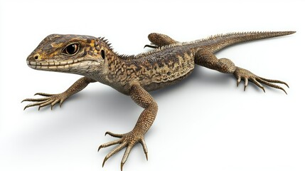 Fototapeta premium Realistic 3D Rendering of a Detailed Lizard on a White Background, Capturing Unique Skin Texture and Intricate Features, Ideal for Educational and Creative Use