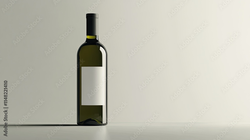 Aufkleber elegant green wine bottle with blank label for customization set against a simple neutral background