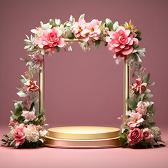 indian podium
render 3d wedding flower frame background floral design