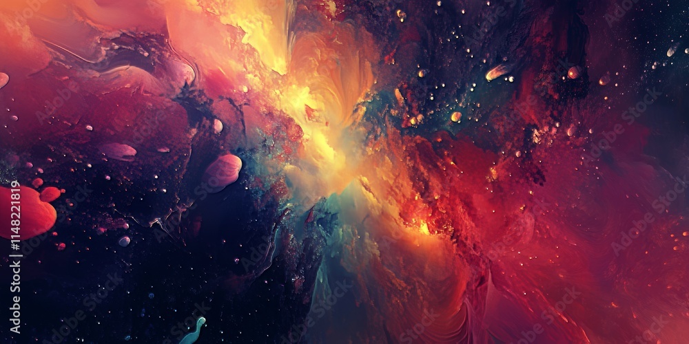 Poster a mesmerizing view of a colorful cosmic nebula with swirling patterns and bright stars in deep space