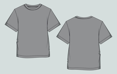 Grey Color short Sleeve t shirt vector illustration template front and back 