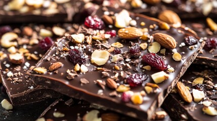 Artisan Dark Chocolate Bar with Almonds, Cranberries, and Sea Salt