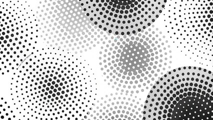 Abstract grayscale pattern of overlapping circles with varying dot densities