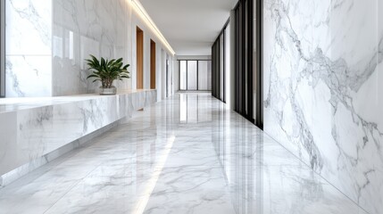 Fototapeta premium Elegant Modern Interior Hallway with Marble Flooring and Walls