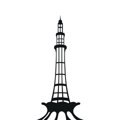 Minar e Pakistan Silhouette Vector Design Illustration