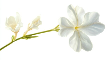 Fototapeta premium Elegant white flower with delicate petals and soft background, showcasing natural beauty and simplicity, perfect for floral arrangements and decorative purposes