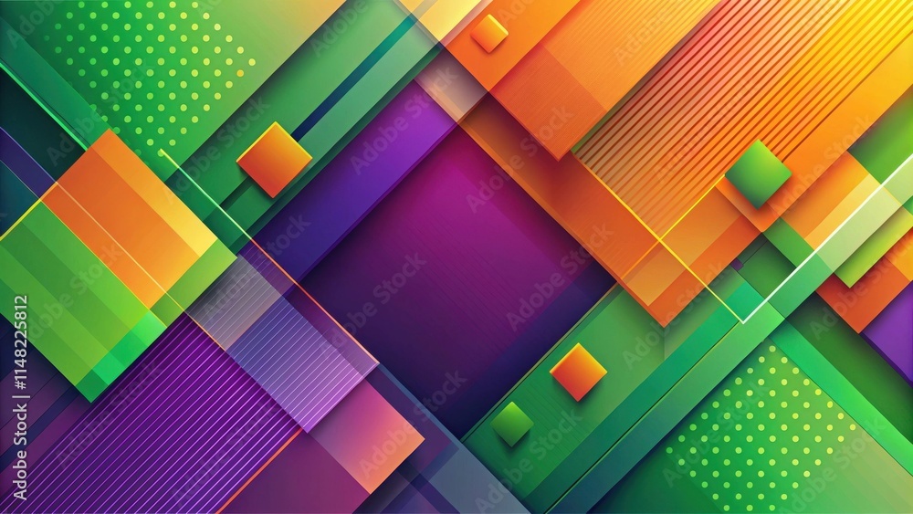 Poster vibrant abstract geometric design with overlapping squares and stripes