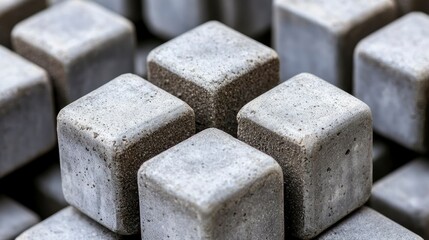 Abstract Composition of Grey Concrete Cubes