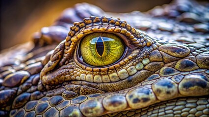 Fototapeta premium Minimalist Crocodile Closeup Photography: Reptile Skin Texture, Jaw, Eye, Wild Animal Portrait