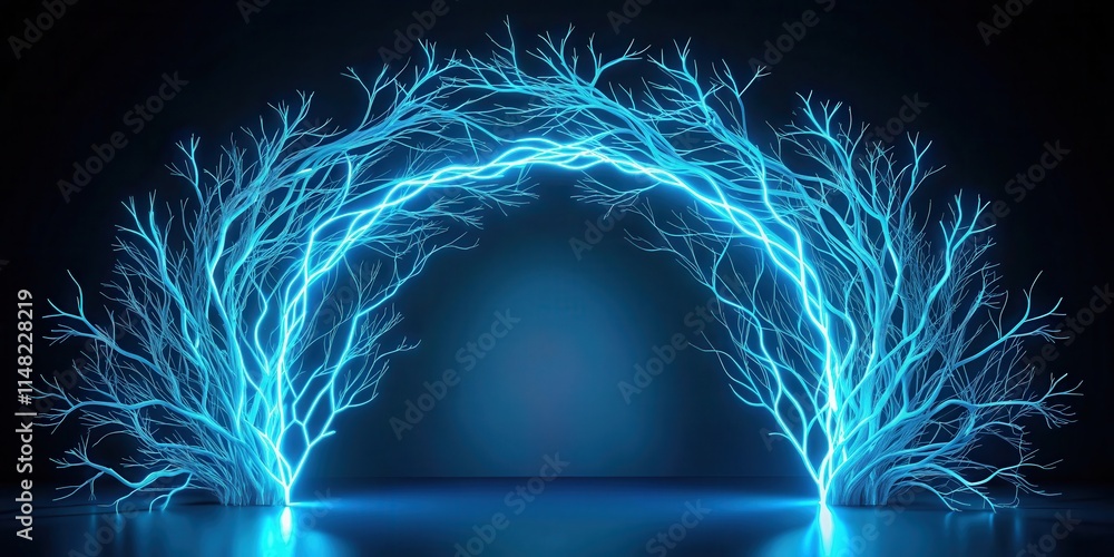 Poster illuminated archway of glowing branches a futuristic portal