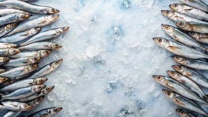 Freshly Caught Fish on Ice, Ready for Market,  Perfect for Culinary Creations