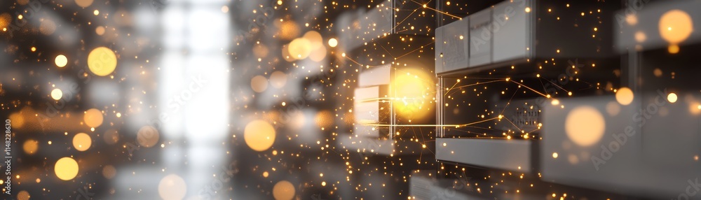 Poster glowing network connections data center abstract technology background