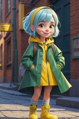 Obraz premium 3d cartoon a bigheadedcute girl character 