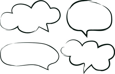 black color speech bubble dialogue clouds set vector