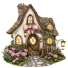 Winter Fairy Garden Clipart Vector Illustration