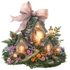 Fototapeta premium Winter Fairy Garden Clipart Vector Illustration