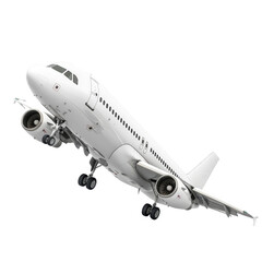 Obraz premium A white airplane is taking off from the runway