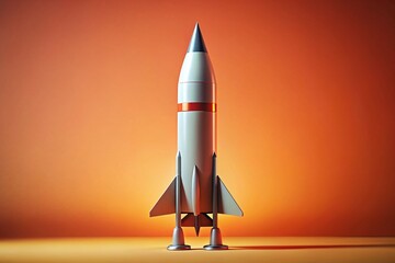 Obraz premium Minimalist Missile Photography: Clean Lines, Strategic Weaponry, Modern Warfare, Abstract Military Image