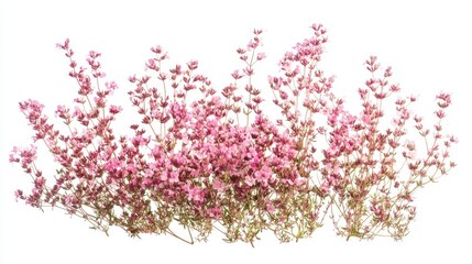 Fototapeta premium Delicate Cluster of Bright Pink Flowers with Green Stems Against a Soft White Background Capturing the Beauty of Nature Simplicity and Elegance