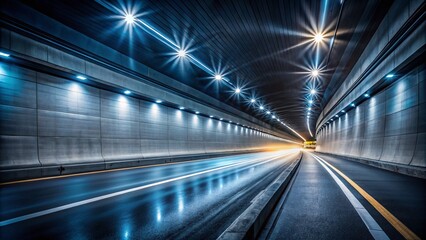Minimalist Motion Blur Urban Tunnel Photography: Abstract Cityscape, Speed, Light Trails, Dark, Long Exposure