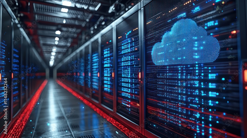 Poster cloud computing data center: servers, network, and digital infrastructure