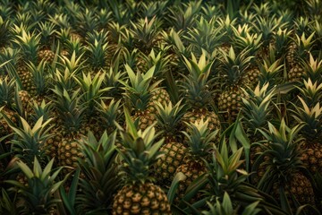 Obraz premium Lush Green Pineapple Plantation Abundant Harvest