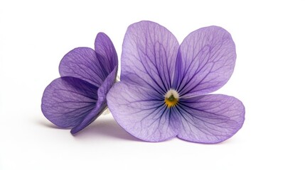 Fototapeta premium Beautiful violet flowers showcasing delicate petals and intricate details against a clean white background, perfect for nature-themed designs and botanical illustrations.