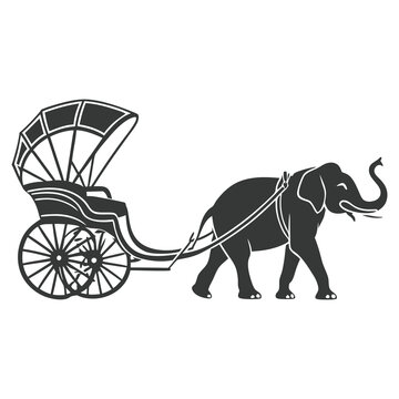 recommend clip art: An elephant with a carriage that says elephant minimalist line art logo Vector illustration