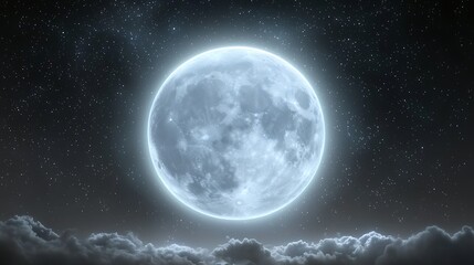 Obraz premium Full moon over clouds at night.