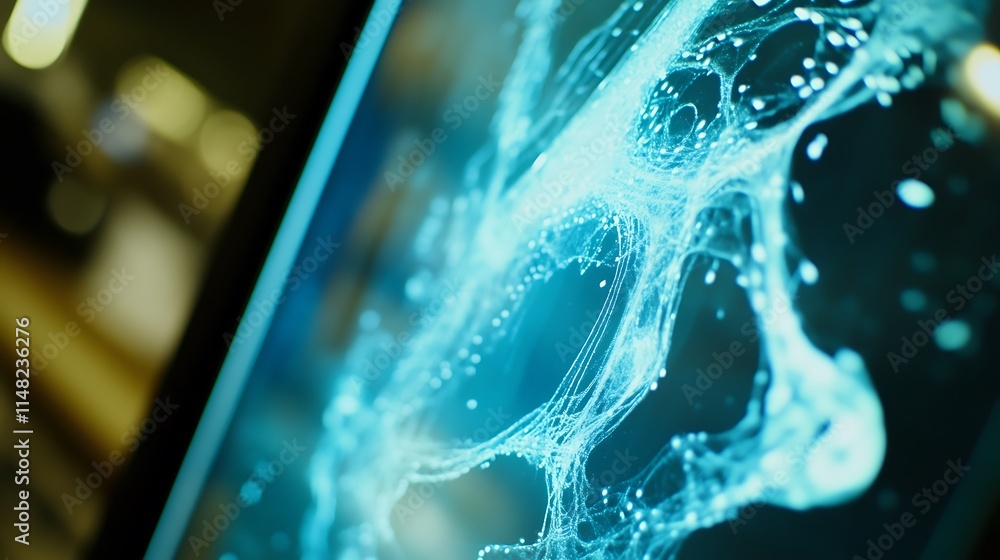 Poster Blue abstract network on display.