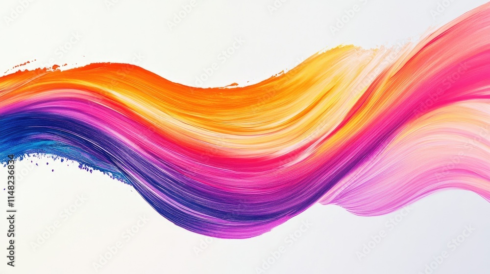 Poster vibrant abstract wave of colorful brush strokes in smooth flowing motion, representing creativity an