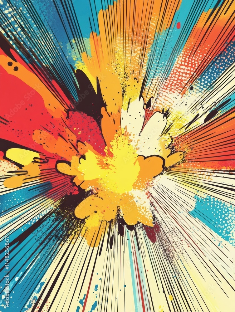 Aufkleber vibrant explosion of colors with dynamic patterns in an artistic design. generative ai