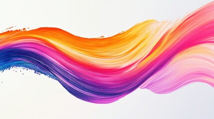 Vibrant Abstract Wave of Colorful Brush Strokes in Smooth Flowing Motion, Representing Creativity and Artistic Expression on a Light Background