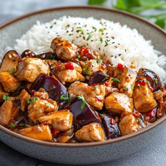 Chicken with eggplant in sauce
