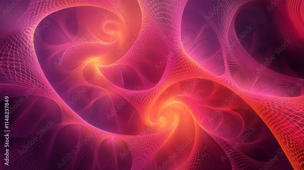 Poster dynamic abstract swirls digital art colorful patterns vibrant environment close-up view energy and m