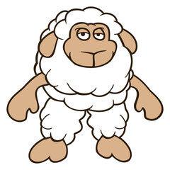 Sheep Standing Cool Bored Tired Cartoon Comic Cute Design Lover Art Vector Illustration Card T-Shirt Poster Sticker Graphic Print Decorative Drawing Isolated Logo Decoration Symbol Creative Cool Style