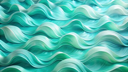 Fototapeta premium Mint Green & Icy Blue Tiddle Waves - Abstract Cool Water Background
