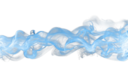 Blue smoke border isolated on transparent background