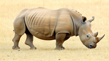 Fototapeta premium Rhino grazes.