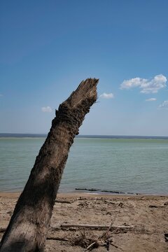 Lake Afrera in the Ethiopia Afar region a salt lake in volcanic landscape