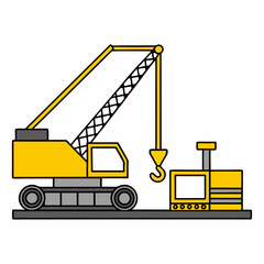 Cartoon Yellow Crane Construction Vector Design.