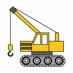 Cartoon Yellow Crane Construction Vector Design.