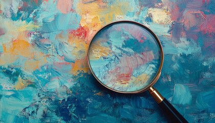 Insightful business analysis magnified visual art in creative workspaces