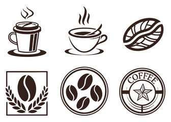 Simple Coffee Icons Set for Branding or Design