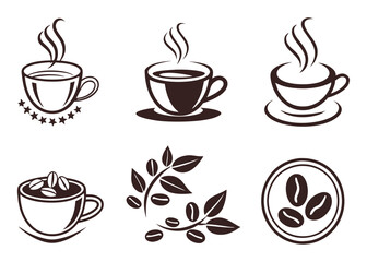 Simple Coffee Icons Set for Branding or Design