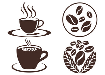 Simple Coffee Icons Set for Branding or Design